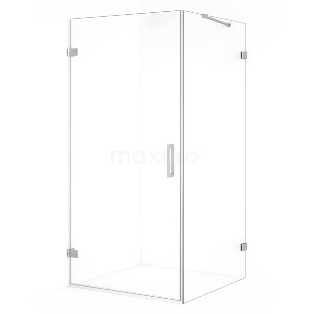 Diamond Shower cabin | 100x90 cm Stainless steel Clear glass Pivot door Rectangle CDA211009220BR Glass shower enclosure with corner design, transparent tempered glass, chrome details; ideal for a modern bathroom.