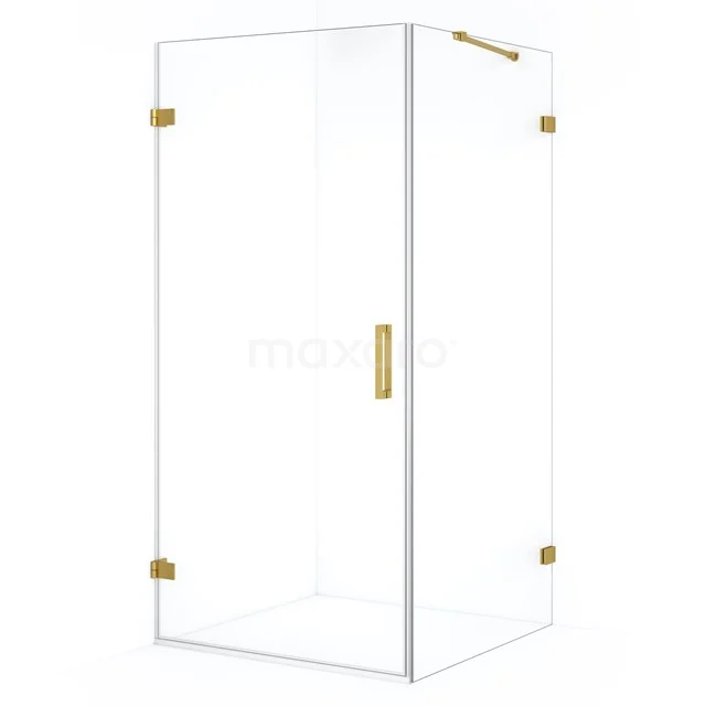 Diamond Douchecabine | 100x90 cm Goud Helder glas Draaideur Rechthoek CDA210910220GG