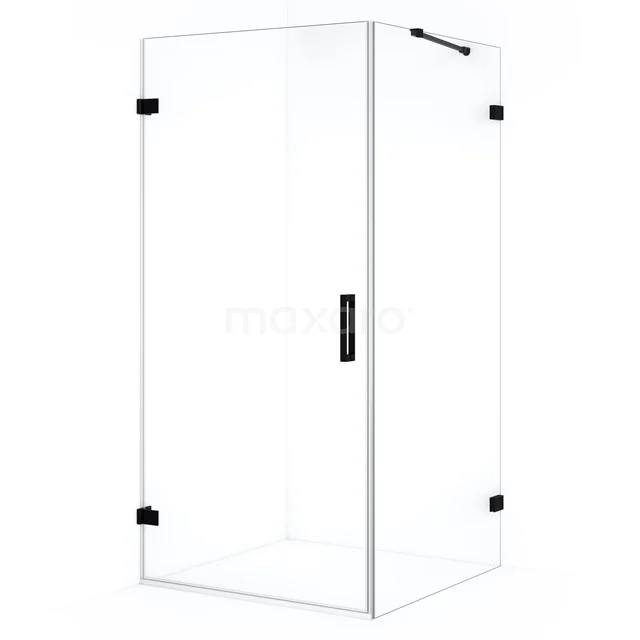Diamond Shower cabin | 90x90 cm Matte black Clear glass Pivot door Square CDA210909220MB Rectangular glass shower enclosure with black accents, modern design, ideal for a stylish bathroom.