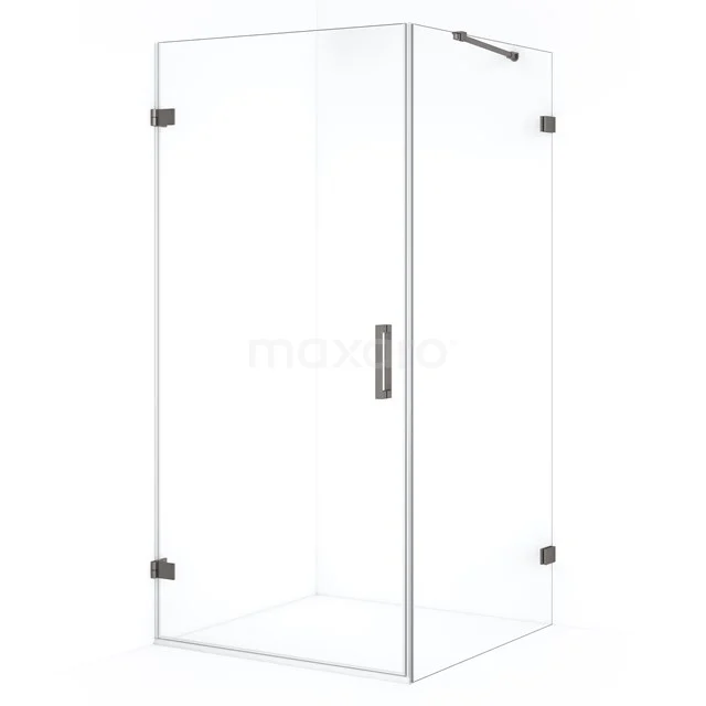 Diamond Shower enclosure | 90x90 cm Black metal Clear glass Pivot door Square CDA210909220ZM