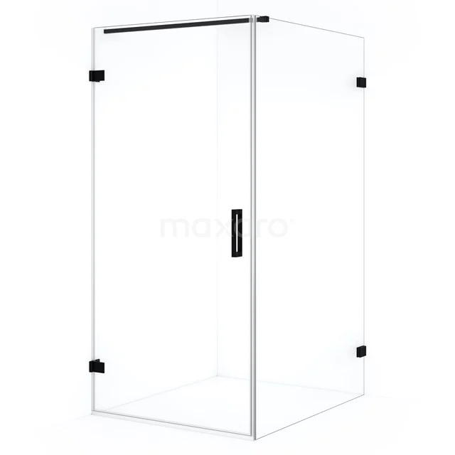 Diamond Shower enclosure | 110x100 cm Matte black Clear glass Pivot door Rectangle CDA211011120MB