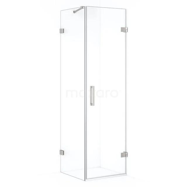 Glass shower enclosure with corner step, rectangular design, clear glass safety glass, Stainless steel fittings, perfect for modern bathroom.