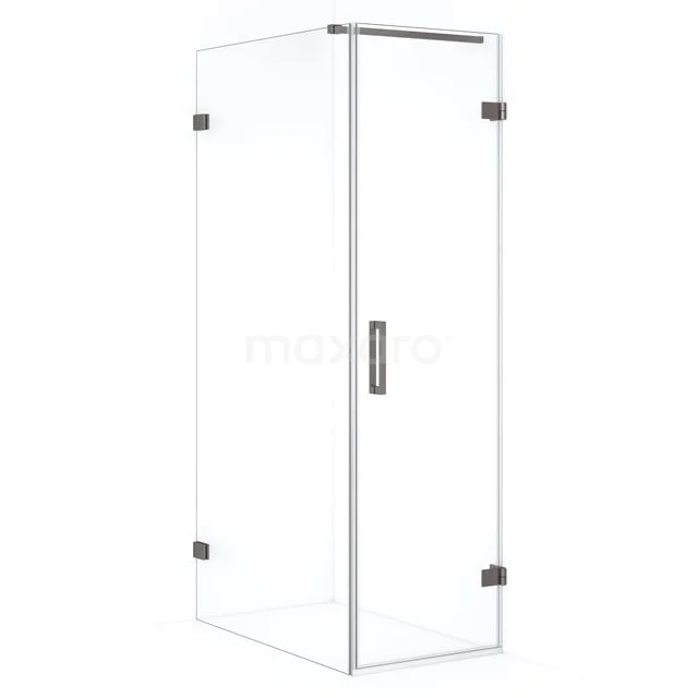 Glass shower enclosure with quadrangular design, chrome hinges and Handle; stylish and suitable for modern bathrooms.