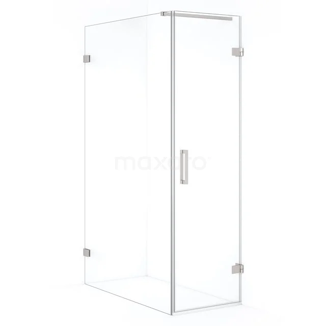 Diamond Shower cabin | 120x60 cm Stainless steel Clear glass Pivot door Rectangle CDA220612120BR Glass shower enclosure with clear glass and chrome hinges, sleek design suitable for modern bathrooms.