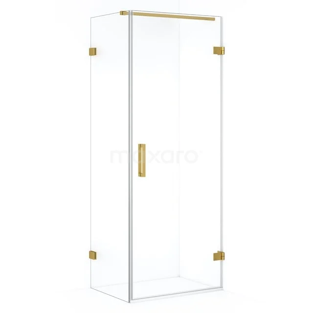 Glas Duschkabine mit goldfarbenen Akzenten und modernem Design, ideal für ein stilvolles Badezimmer.