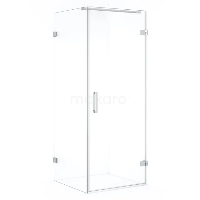 Glas Duschkabine mit Eckeinstieg, Klarglas und chromatischen Scharnieren; eine stilvolle Ergänzung für jedes moderne Badezimmer.