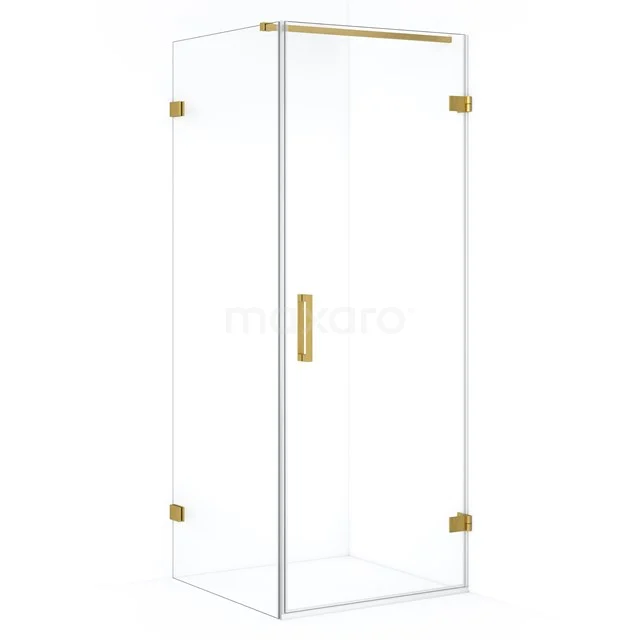 Diamond Douchecabine | 80x70 cm Goud Helder glas Draaideur Rechthoek CDA220708120GG