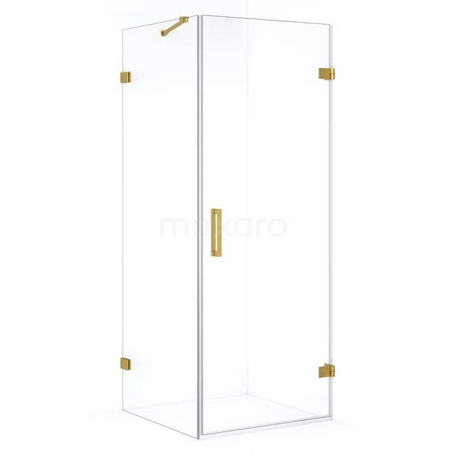 Diamond Douchecabine | 80x70 cm Goud Helder glas Draaideur Rechthoek CDA220708220GG