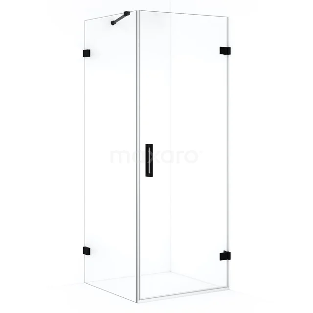 Diamond Duschkabine | 80x70 cm Matt Schwarz Drehtür Rechteck CDA220807220MB Glas Duschkabine mit schwarzen Scharnieren und Haltegriff, Eckeinstieg, modernes Design, perfekt für stilvolle Bäder.