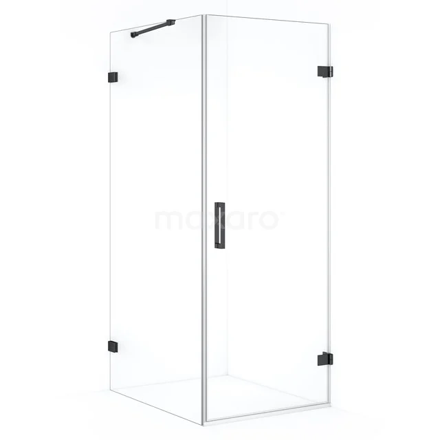 Diamond Shower cabin | 100x80 cm Black chrome Clear glass Pivot door Rectangle CDA220810220BC Glass shower enclosure, rectangular design with black accents, ideal for a modern bathroom style.