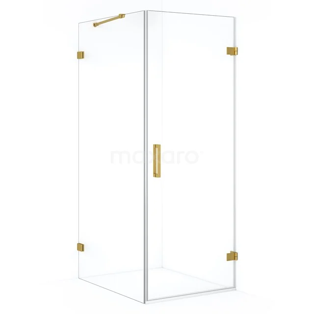 Diamond Douchecabine | 90x80 cm Goud Helder glas Draaideur Rechthoek CDA220809220GG