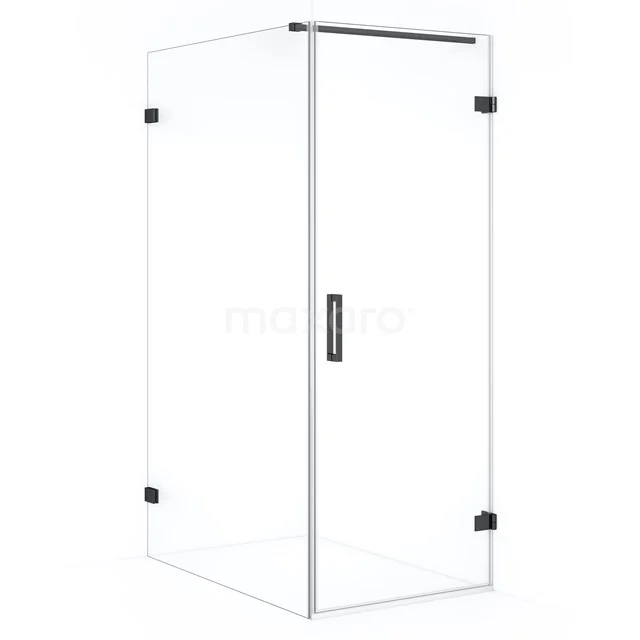 Diamond Shower cabin | 120x80 cm Black chrome Clear glass Pivot door Rectangle CDA220812120BC Angled glass shower enclosure with sleek black accents and minimalist design, perfect for a modern bathroom.