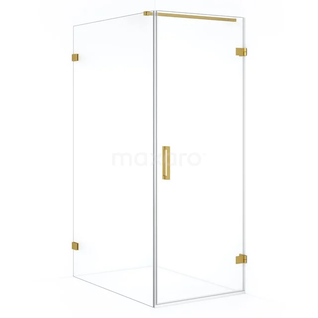 Diamond Shower cabin | 110x80 cm Gold Clear glass Pivot door Rectangle CDA220811120GG Glass shower enclosure with gold accents and pivot door, modern design for luxury bathroom fittings.