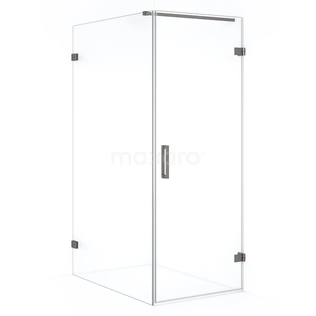 Diamond Shower cabin | 110x70 cm Black metal Clear glass Pivot door Rectangle CDA220711120ZM Glass shower enclosure with chrome details, corner model with pivot door, perfect for modern bathroom design.