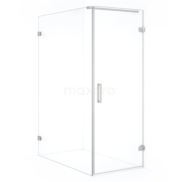 Diamond Shower cabin | 130x80 cm Stainless steel Clear glass Pivot door Rectangle CDA220813120BR Glass shower enclosure with corner step, transparent safety glass, minimalist design and chrome hinges.