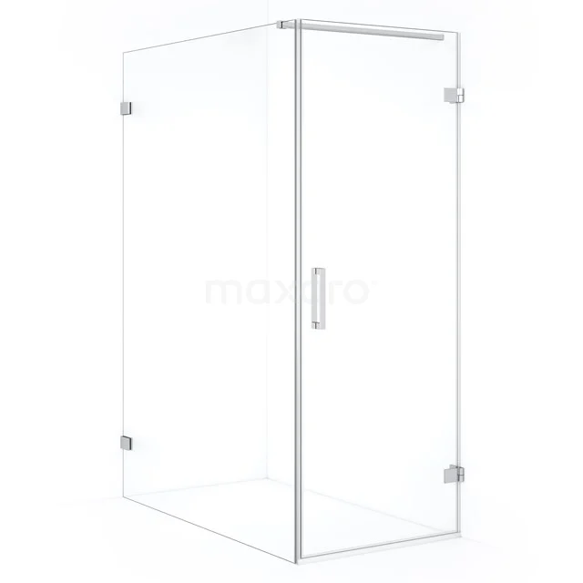 Glass shower enclosure with corner step and sleek design, made of clear safety glass; ideal for a modern bathroom.