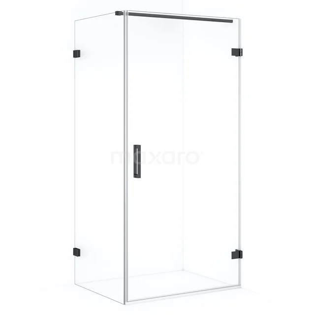 Diamond Shower cabin | 90x80 cm Black chrome Clear glass Pivot door Rectangle CDA220908120BC Shower enclosure with black accents, rectangular design, sturdy safety glass, ideal for modern bathrooms.