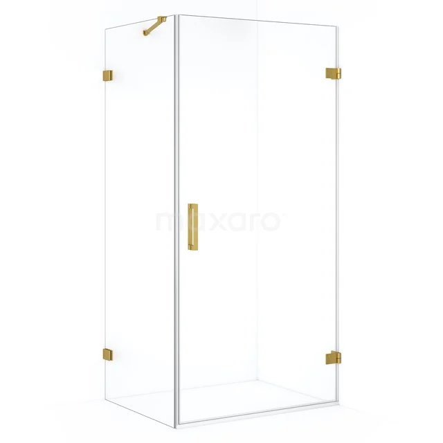 Diamond Duschkabine | 90x80 cm Gold Drehtür Rechteck CDA220908220GG Glas Duschkabine mit goldfarbenen Akzenten, schlankes Design, ideal für ein modernes Badezimmer.