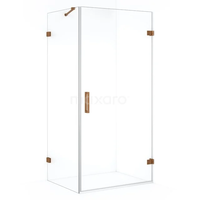 Shower enclosure with corner step, minimalist design, wooden details, perfect for modern bathroom design.