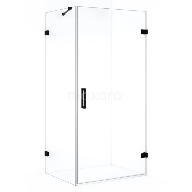 Modern glass shower enclosure with black metal accents, ideal for a stylish bathroom upgrade.