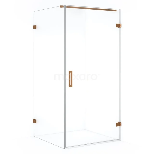 Diamond Duschkabine | 90x90 cm Kupfer Drehtür Quadrat CDA220909120KP Glas Duschkabine mit goldfarbenen Akzenten und eckiger Form, perfekt für eine moderne Badezimmer Einrichtung.