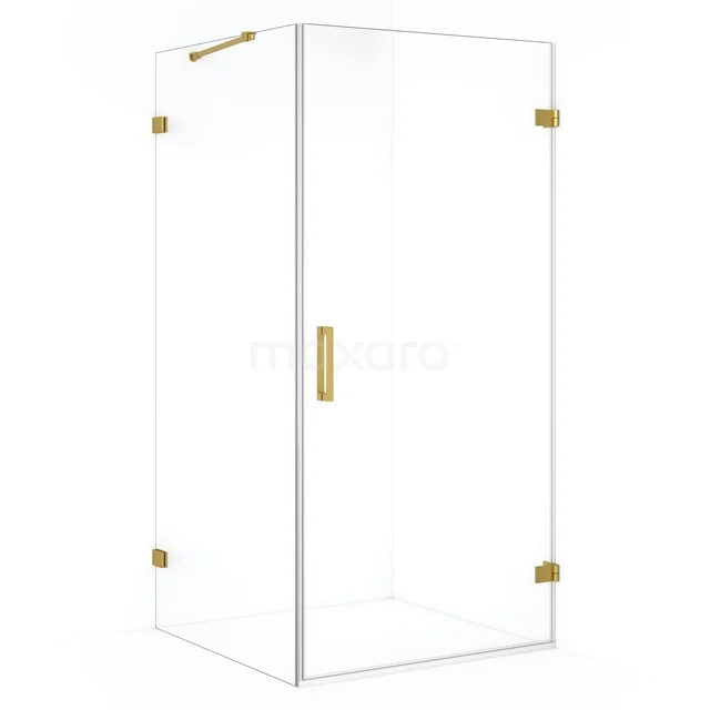 Diamond Douchecabine | 100x100 cm Goud Helder glas Draaideur Vierkant CDA221010220GG