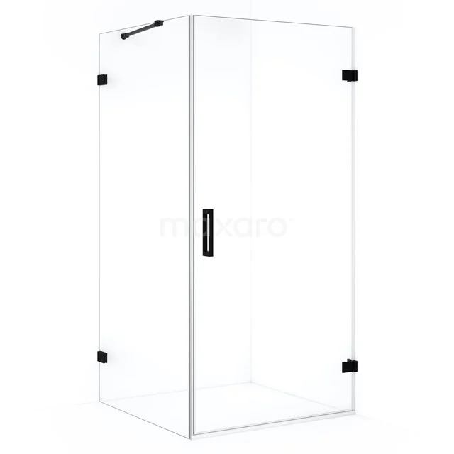 Diamond Duschkabine | 90x90 cm Matt Schwarz Drehtür Quadrat CDA220909220MB Glas Duschkabine mit Eckeinstieg, minimalistisches Design, Schwarz metallische Details und transparente Wände ideal für moderne Bäder.