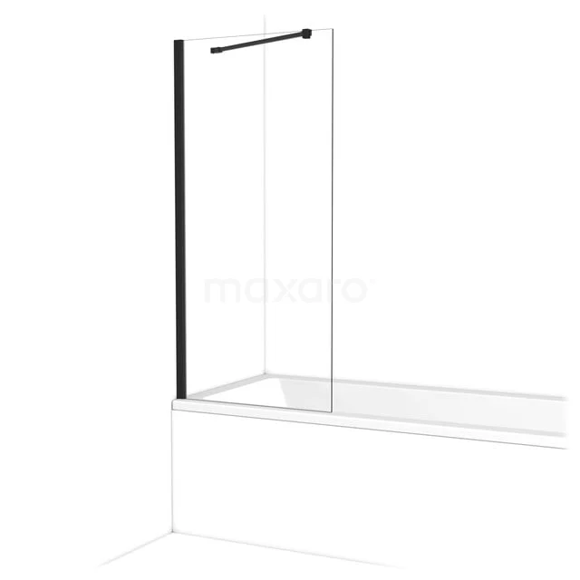 Duschwand mit mattschwarzem Profil, Klarglas und klaren Linien; ideal für einen modernen Badezimmerstil.