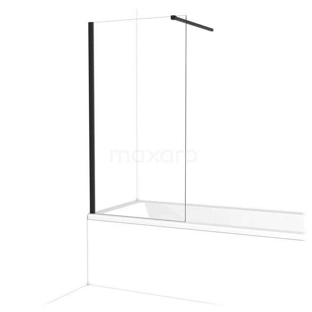 Diamant Badewannenaufsatz | 80 cm Matt Schwarz Klarglas BDA08110MB Schwarze Duschwand, matt schwarzes Gestell, minimalistisches Design, perfekt für ein modernes Badezimmer. Geeignet für Bad/Duschkombination.