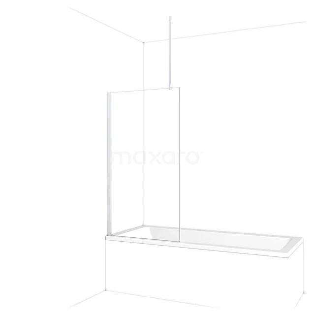 Glas-Badewannenaufsatz mit silberfarbenem Rahmen, entworfen für moderne Bäder. Minimalistisches Design, ideal für Bad-Dusche-Kombinationen.