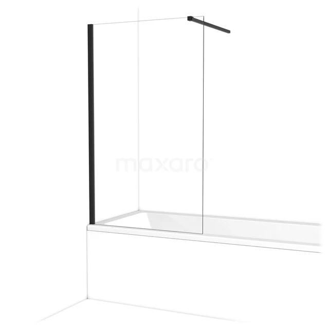Diamant Badewannenaufsatz | 90 cm Matt Schwarz Klarglas BDA09110MB Moderne Duschwand mit Schwarz Rahmen, Klarglas und minimalistischem Design, ideal für eine stilvolle Badezimmerindeling.