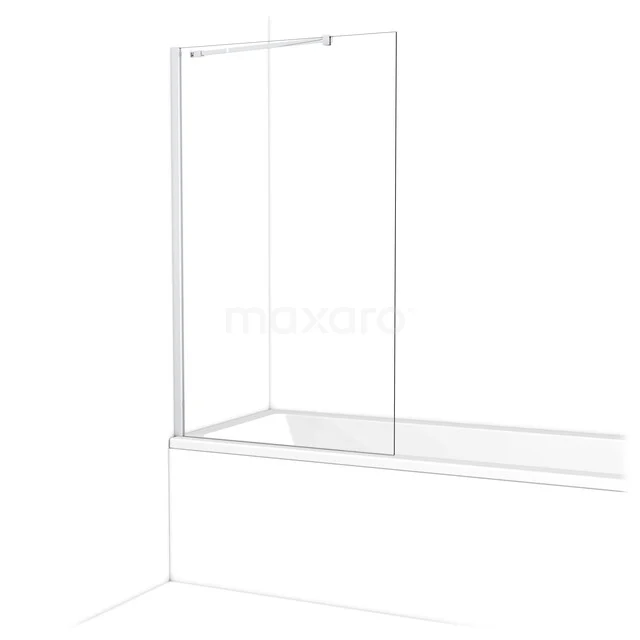 Weiße Badewannenaufsatz mit transparentem Sicherheitsglas und Aluminiumprofil, ideal für ein modernes Badezimmer.