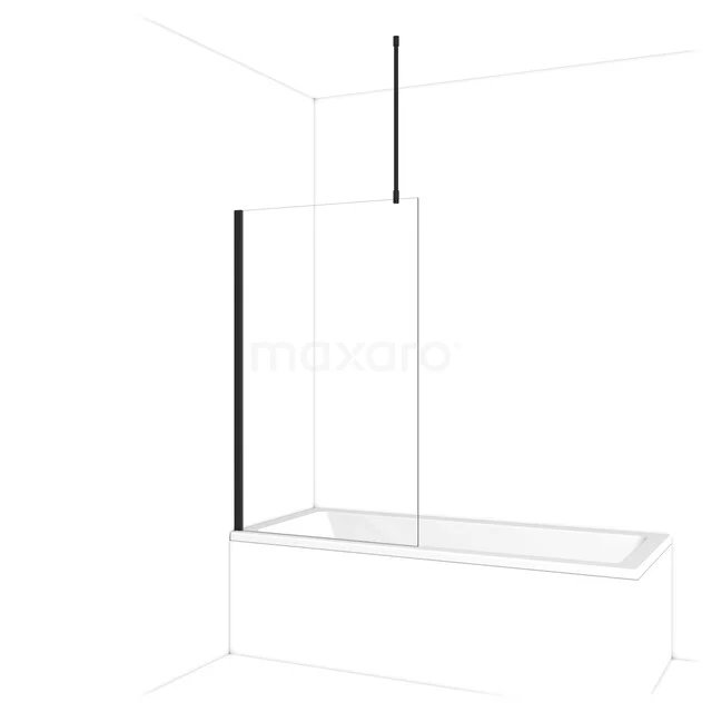 Diamant Badewannenaufsatz | 90 cm Matt Schwarz Klarglas BDA09710MB Badezimmer-Duschenschirm mit modernem Schwarzrahmen, einschließlich Klarglas, geeignet für die Platzierung auf einer Badewanne.