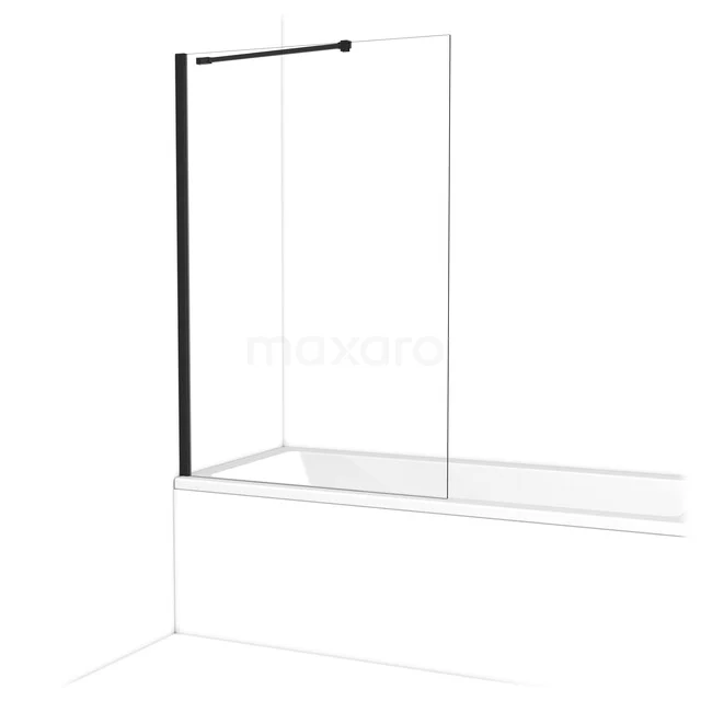 Glas Badewannenaufsatz mit Schwarz Rahmen, drehbares Design, perfekt für eine moderne Badezimmerinrichtung.