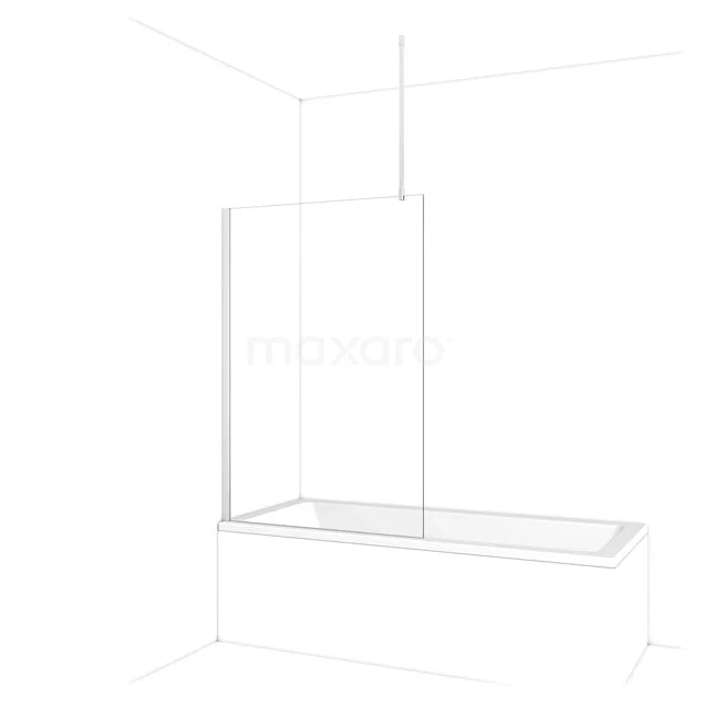 Diamant Badewannenaufsatz | 100 cm Chrom Klarglas BDA10710C Weißes Bad mit gläsernem Badewannenaufsatz, rechte Form, strakes Design; ideal für eine moderne Badezimmergestaltung.