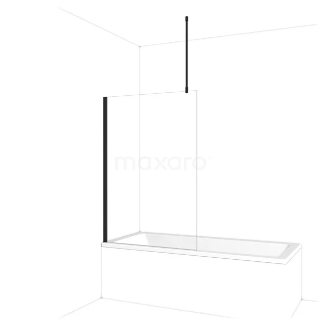 Schwarzer Glas-Badewannenaufsatz mit schmalem Rahmen, ideal für moderne Badezimmerstile, passt auf Standard-Badewannen.