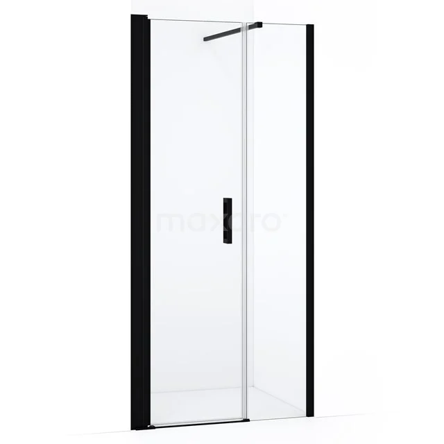 Duschtür mit Schwarz Profil, Klarglas und minimalistischem Handgriff. Modernes Design für straffe Badezimmerstil.