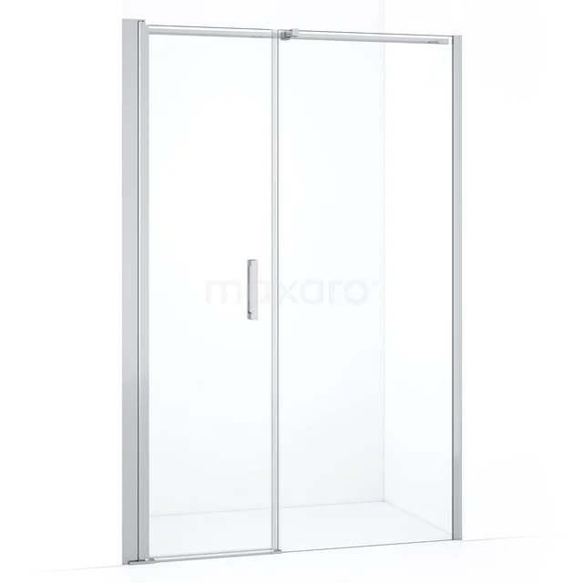 Glass shower door with sliding mechanism, clear glass and aluminium profile; ideal for a modern bathroom.