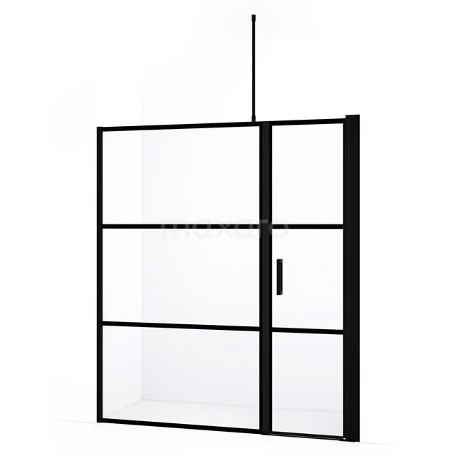 Diamond Shower door | 170 cm Matte black Clear with 4 black stripes Pivot door DDC1206111718MB