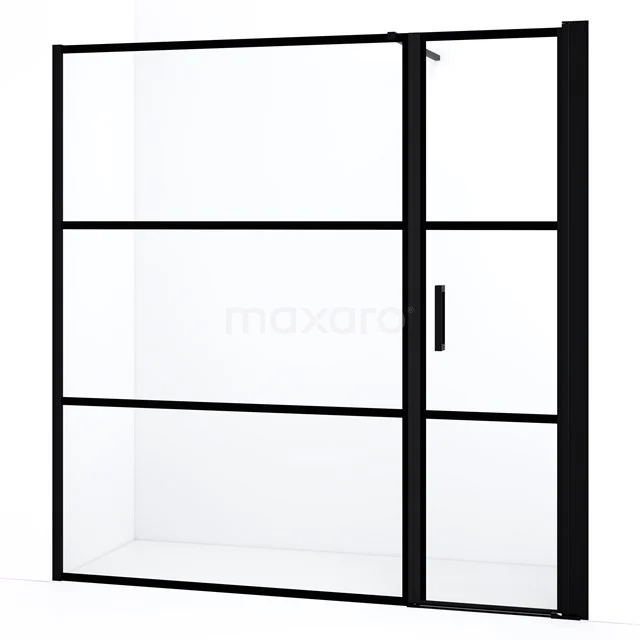 Diamond Shower door | 200 cm Matte black Clear with 4 black stripes Pivot door DDC1206141118MB