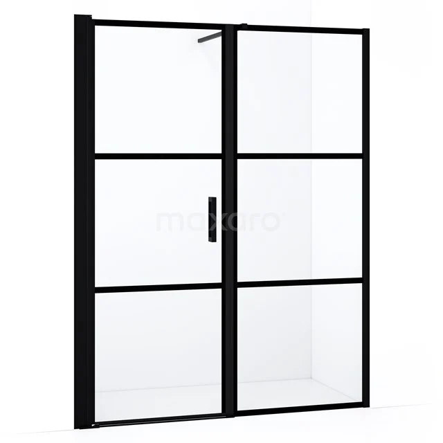 Diamond Shower door | 160 cm Matte black Clear with 4 black stripes Pivot door DDC1108081118MBN