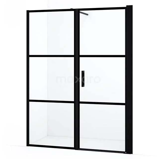 Duschtür Diamond DDC1208081118MBN Schwarze industrielle Duschtür mit Klarglas und Metallrahmen, ideal für einen modernen Badezimmerstil.