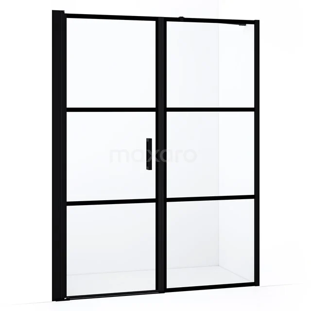 Diamond Shower door | 150 cm Matte black Clear with 4 black stripes Pivot door DDC1107081218MB