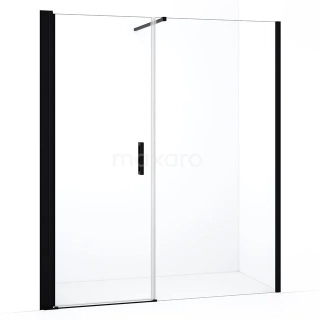 Diamond Duschtür | 180 cm Matt Schwarz Klarglas Drehtür DDC108101110MBN Glas Schiebetür Duschwand mit Schwarz Aluminium Profil, strakes Design, ideal für ein modernes Badezimmer.