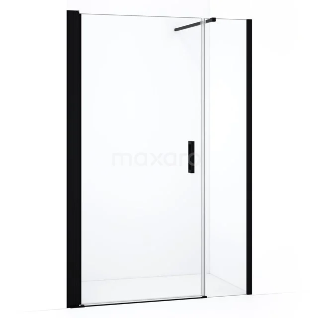 Moderne Glastür mit schwarzem Aluminiumrahmen, ideal für ein stilvolles Badezimmer.