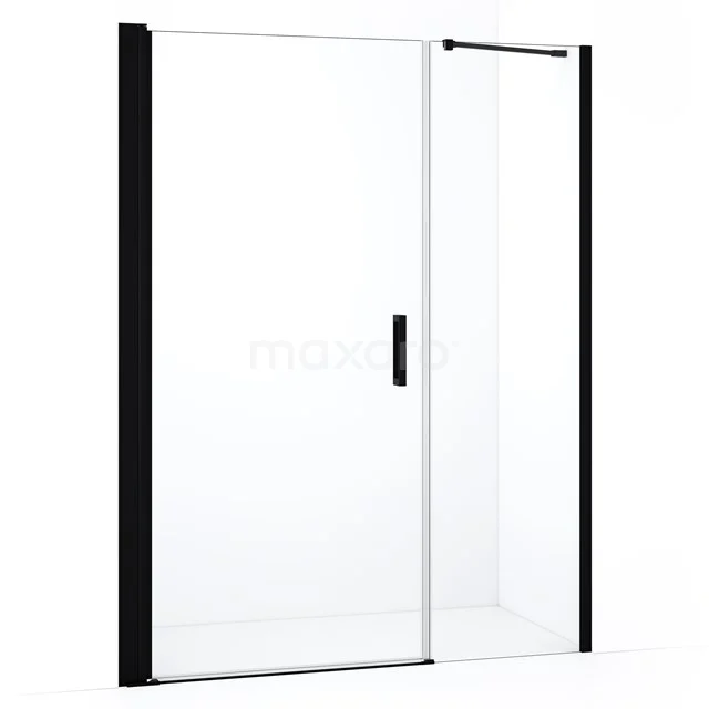Glasene Duschtür mit Schwarz Rahmen, Schiebe-Mechanismus und minimalistischem Design, ideal für ein modernes Badezimmer.