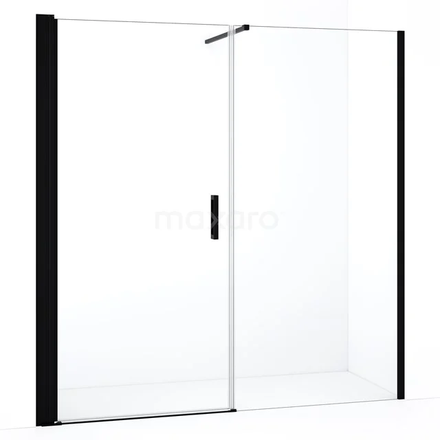 Diamond Duschtür | 200 cm Matt Schwarz Klarglas Drehtür DDC110101110MBN Duschwand mit Schwarz Profil und Klarglas, platzsparendes Design, ideal für ein modernes Badezimmer.
