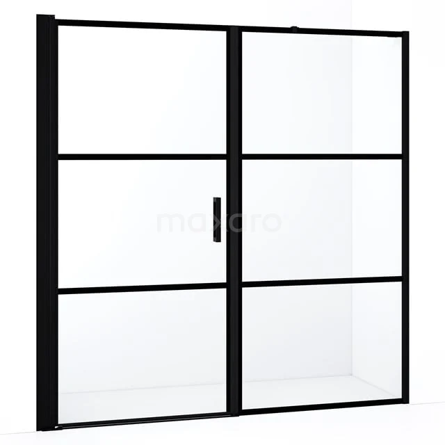 Diamond Shower door | 180 cm Matte black Clear with 4 black stripes Pivot door DDC1109091218MBN