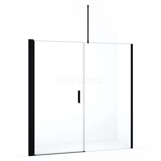 Glasene Duschwand mit Matt Schwarz Profilen und Schiebetür, ideal für ein modernes Badezimmer.