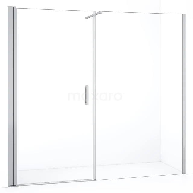 Glasene Duschtür mit mattem silbernem Rahmen und minimalistischem Griff, ideal für moderne Badezimmerlayouts.